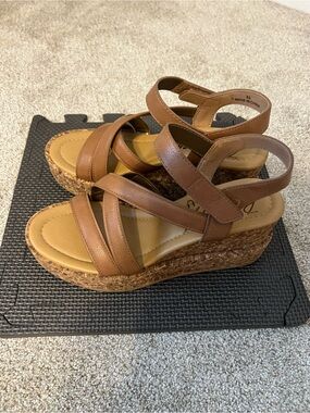 Blowfish Tan Brown Cork Wedge Sandals